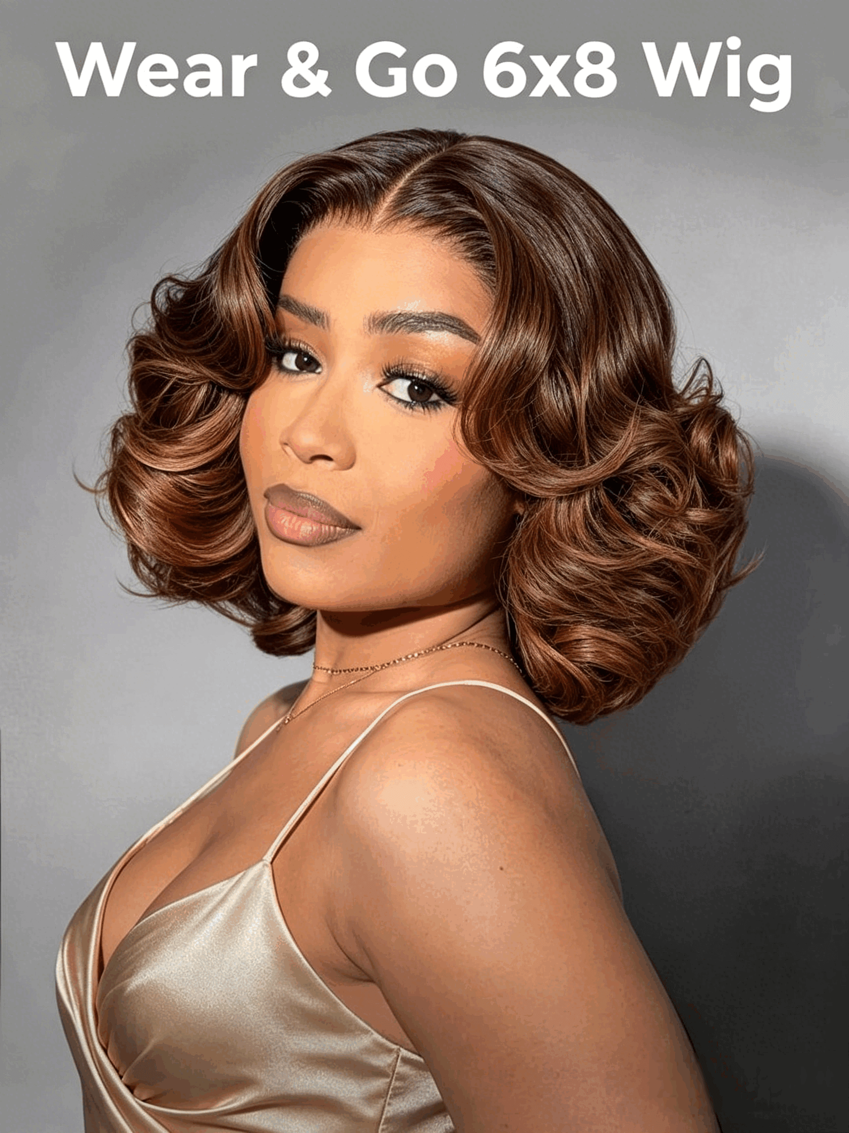 6x8 Transparent Lace Closure Wig 12 Inch 300% Density Light Brown Wig