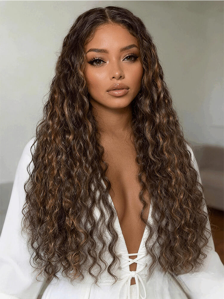 P4/27 Highlight Water Wave 14-36 Inch HD Invisible Lace Front Human Hair Wig