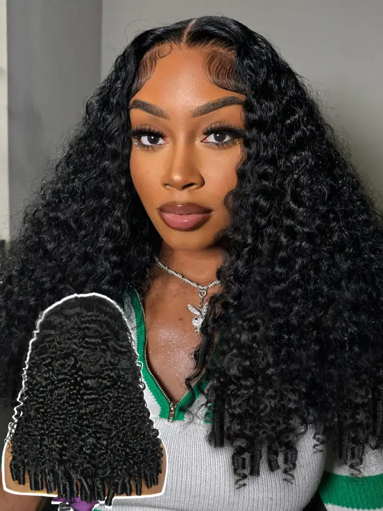 Burmese Curly U Part V Part Human Hair Wigs Glueless Natural Look