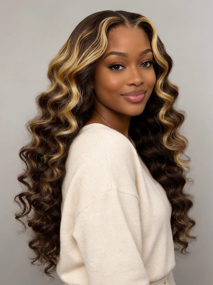 Ready To Go Brown Balayage Loose Deep Wave 6x8 Lace Closure Wig
